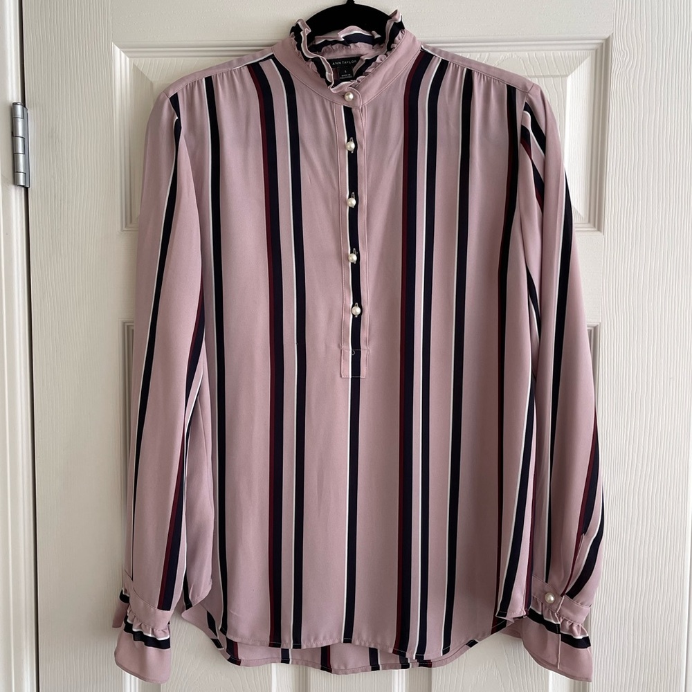 Ann Taylor Mauve Stripe Blouse (size S)